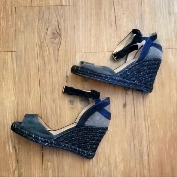 Castaner Grey & BlueSuede Blue Rope Wedge Ankle Wrap Sandals 36. Espadrilles. - Picture 3 of 8